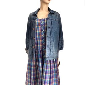 1 2 3 4 boho Denim button front jacket blue size:L